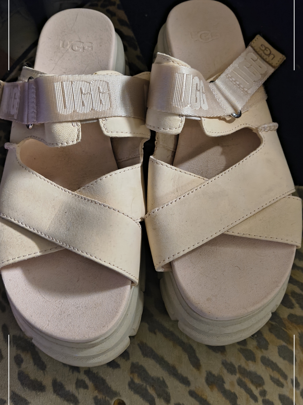 UGG Pink Platform Sandals with Cross Straps